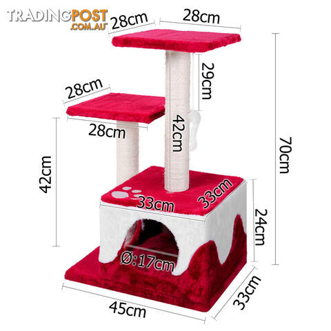 Cat Scratching Poles Post Furniture Tree House Red