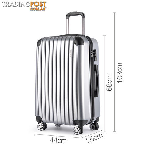 Set of 3 Hard Shell Travel Luggage with TSA Lock - Silver