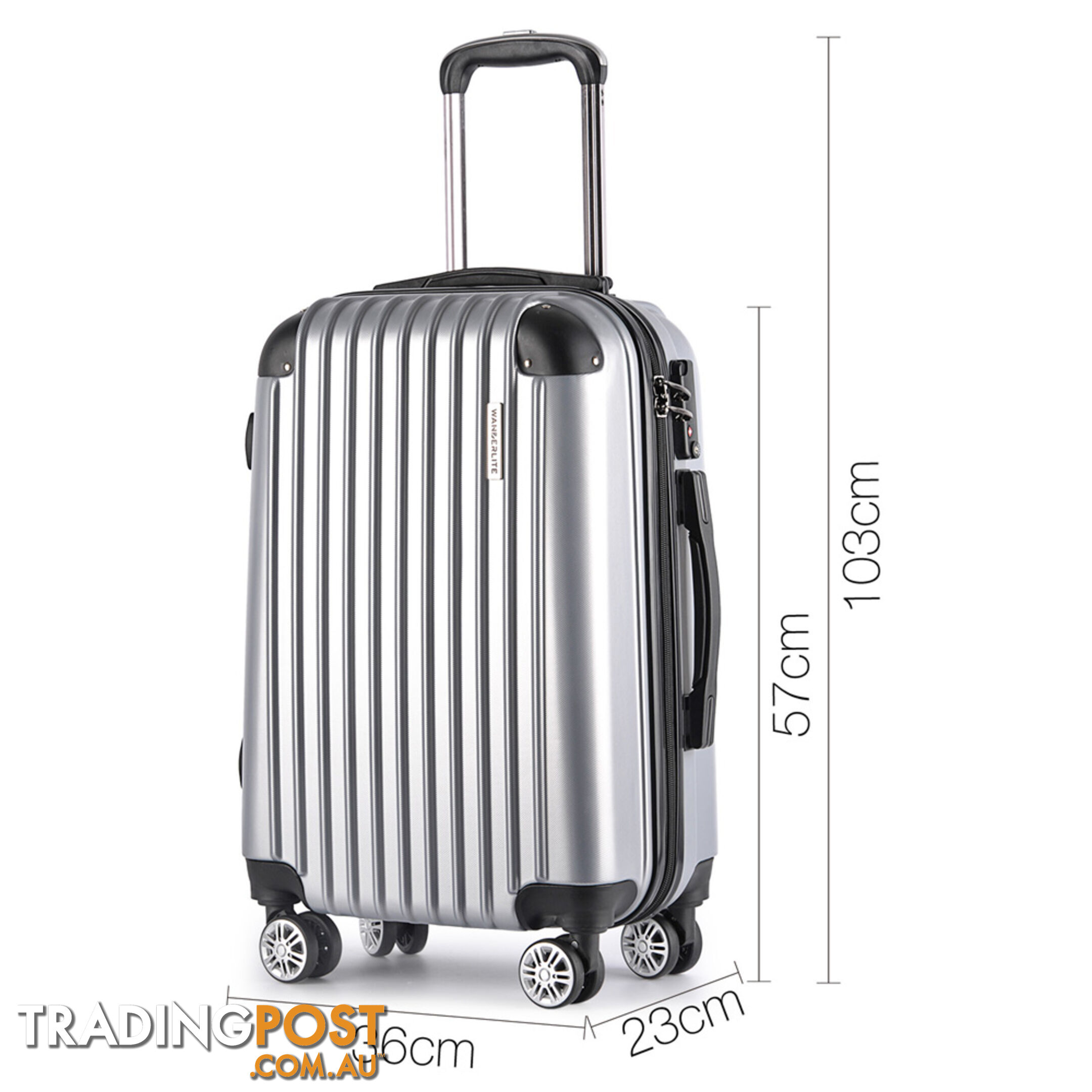 Set of 3 Hard Shell Travel Luggage with TSA Lock - Silver