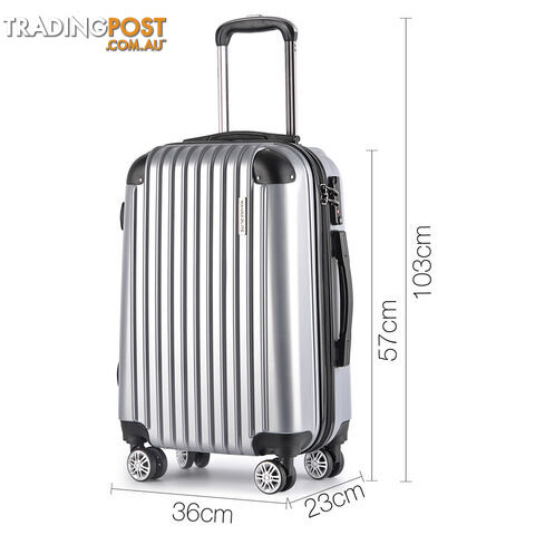 Set of 3 Hard Shell Travel Luggage with TSA Lock - Silver