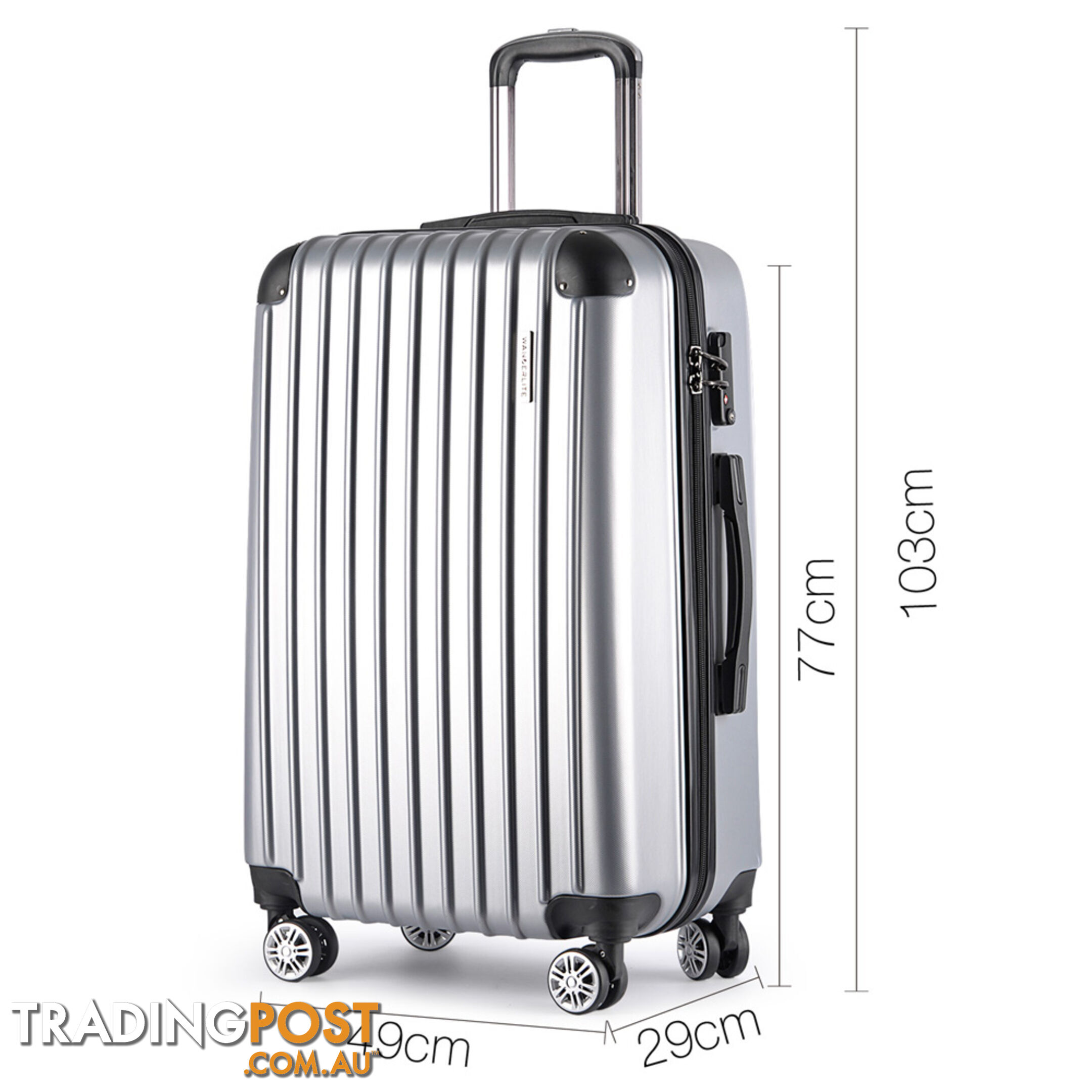 Set of 3 Hard Shell Travel Luggage with TSA Lock - Silver