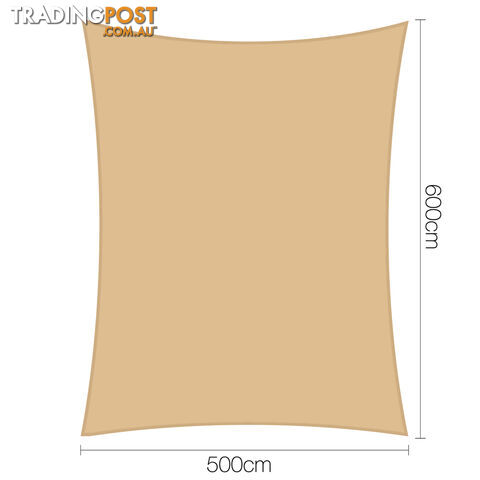 Heavy Duty 185GSM Shade Sail Canopy 5 x 6 M Sand