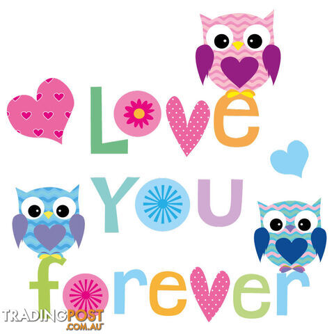 Extra Large Size Love Forever Owls Wall Sticker - Totally Movable