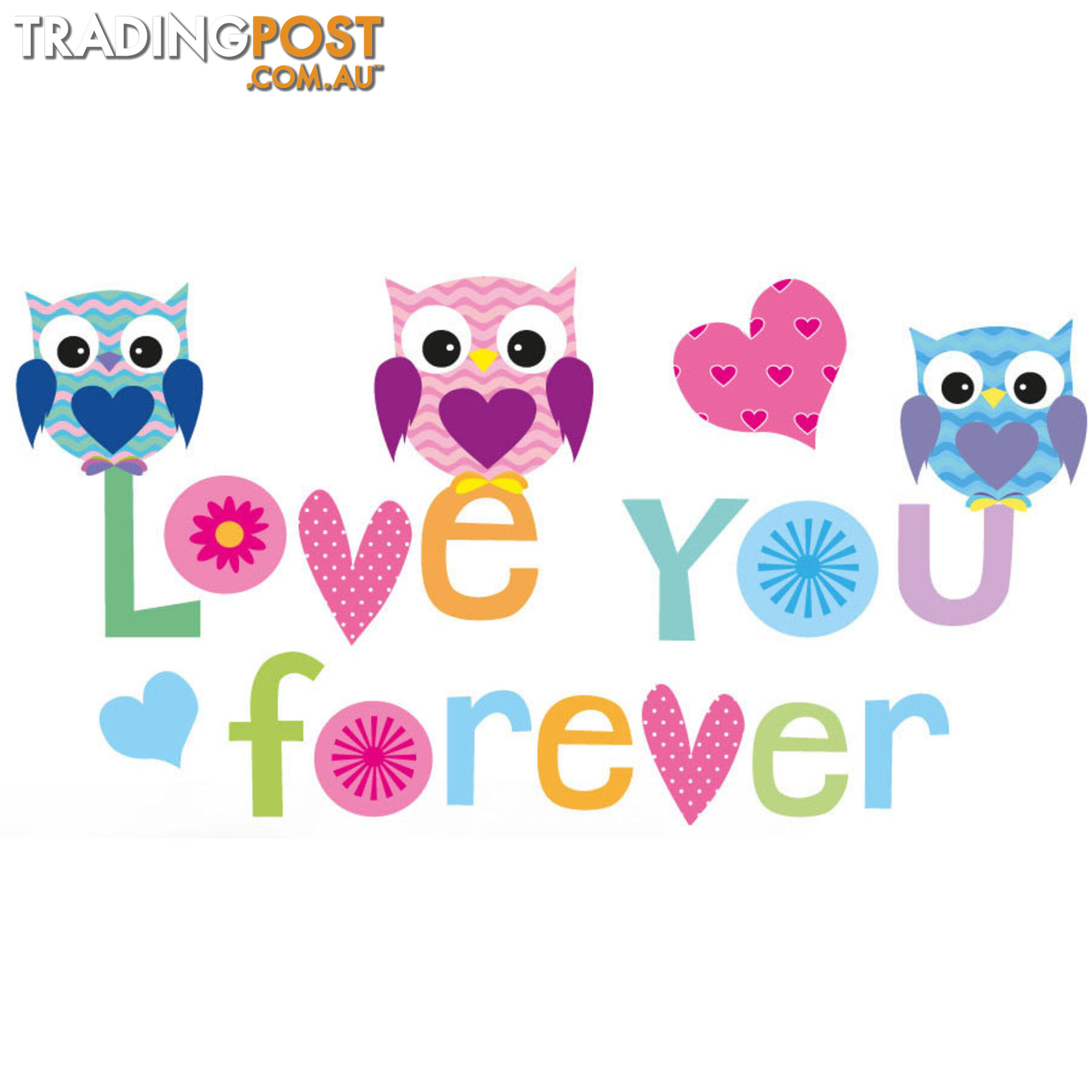 Extra Large Size Love Forever Owls Wall Sticker - Totally Movable