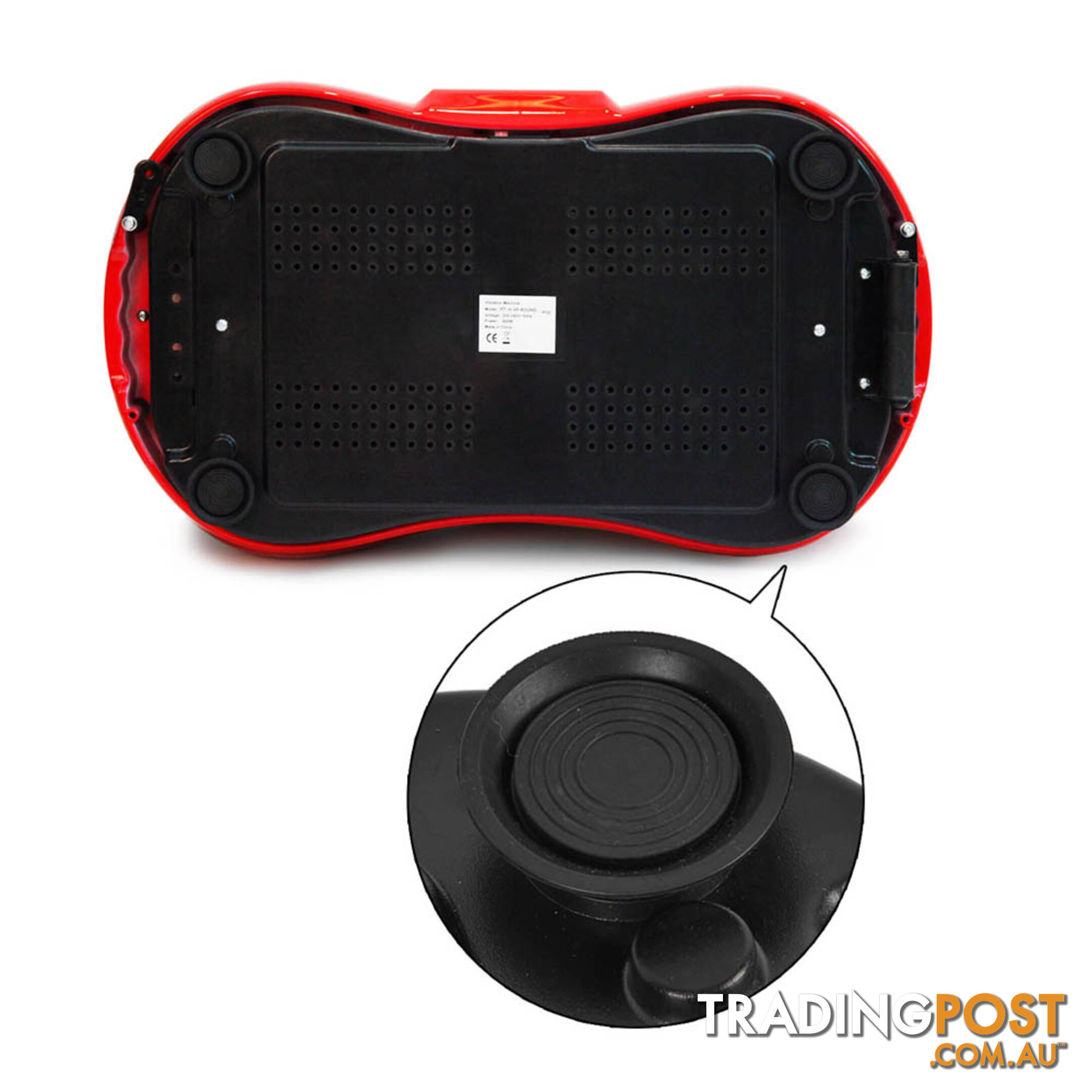 1000W Vibrating Plate with Roller Wheels - Red