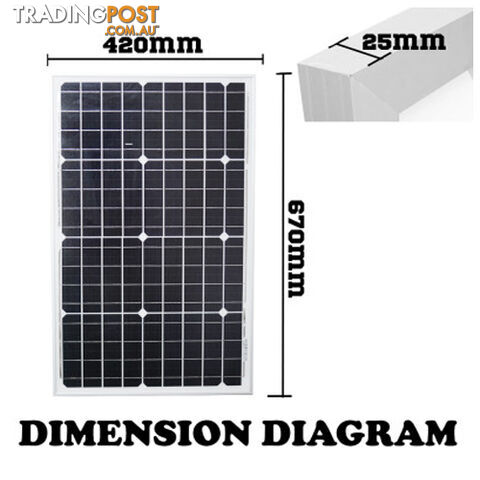 40W Mono Solar Panel Kit Generator Caravan Camping Battery Charging