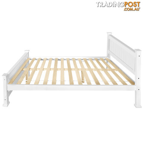 Wooden Bed Frame Pine Wood Queen White