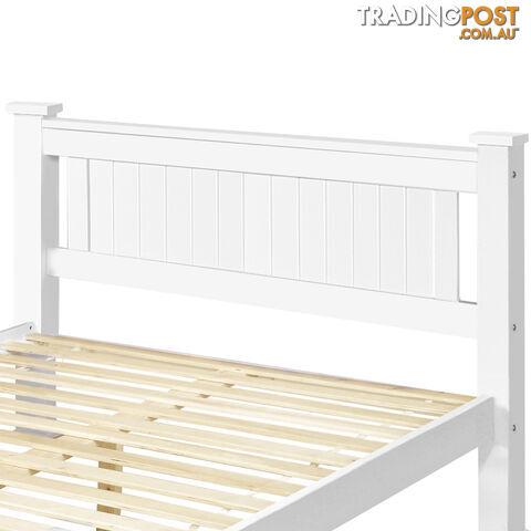 Wooden Bed Frame Pine Wood Queen White