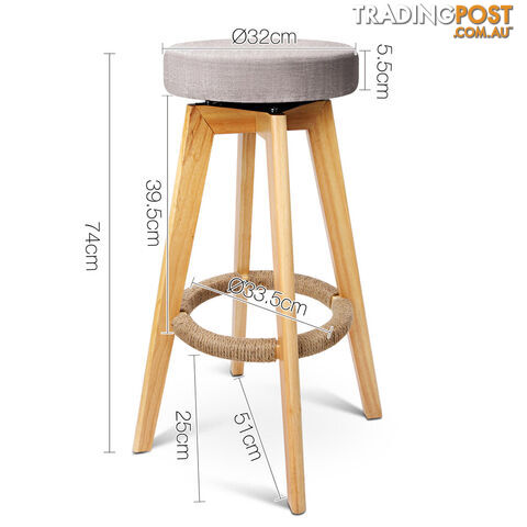 Set of 2 Swivel Seat Bar Stools - Taupe