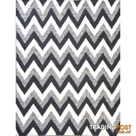 Chevron Durry Rug Black & White 160x230cm