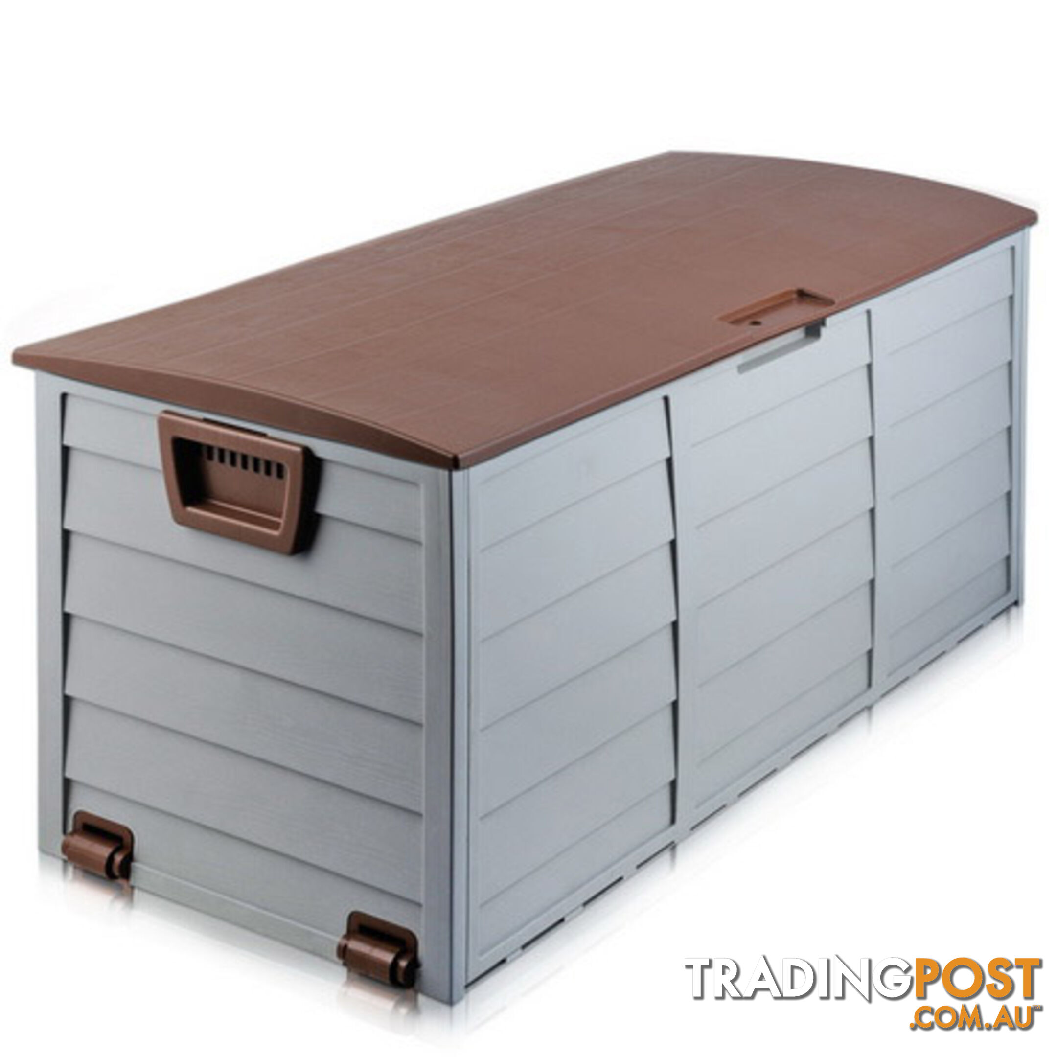 290L Plastic Outdoor Storage Box Container Weatherproof Brown Grey