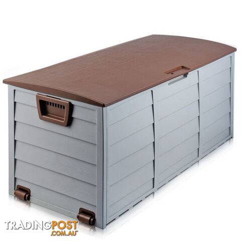 290L Plastic Outdoor Storage Box Container Weatherproof Brown Grey