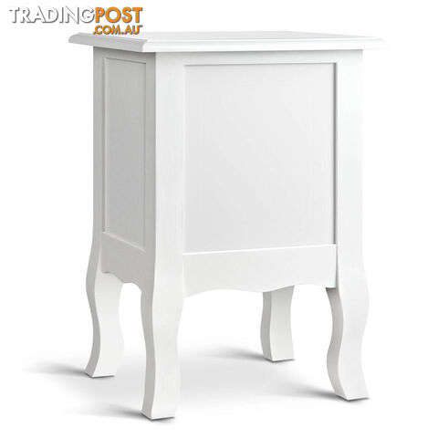 Vintage Style Bedside Side Table with 2 Drawers - White