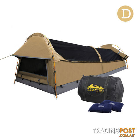 Double Camping Canvas Swag Tent Beige w/ Air Pillow