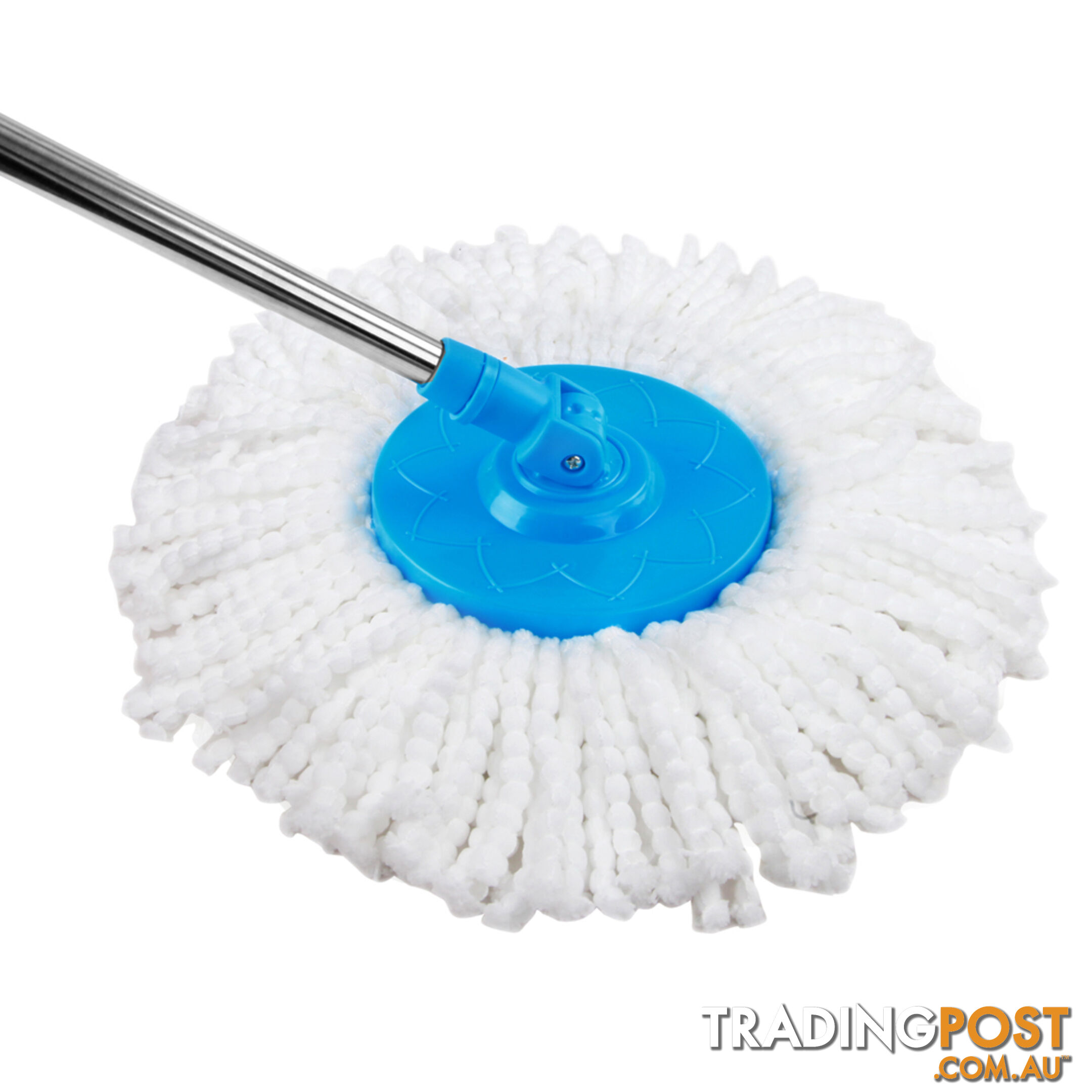 360 Degree Spinning Mop Stainless Steel Spin Dry Bucket w/ 2 Mop Heads Blue