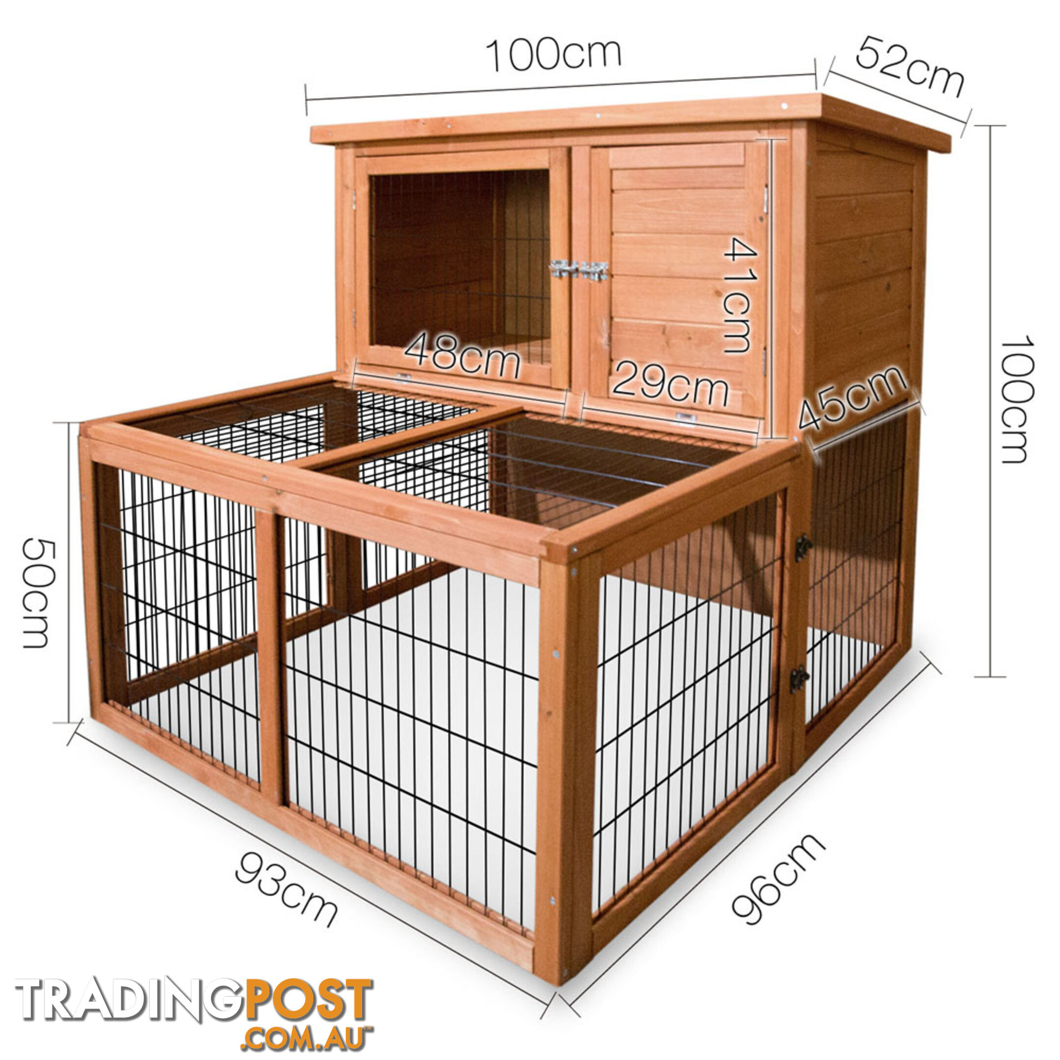 Deluxe Rabbit Cage Hutch w/ Under-Run