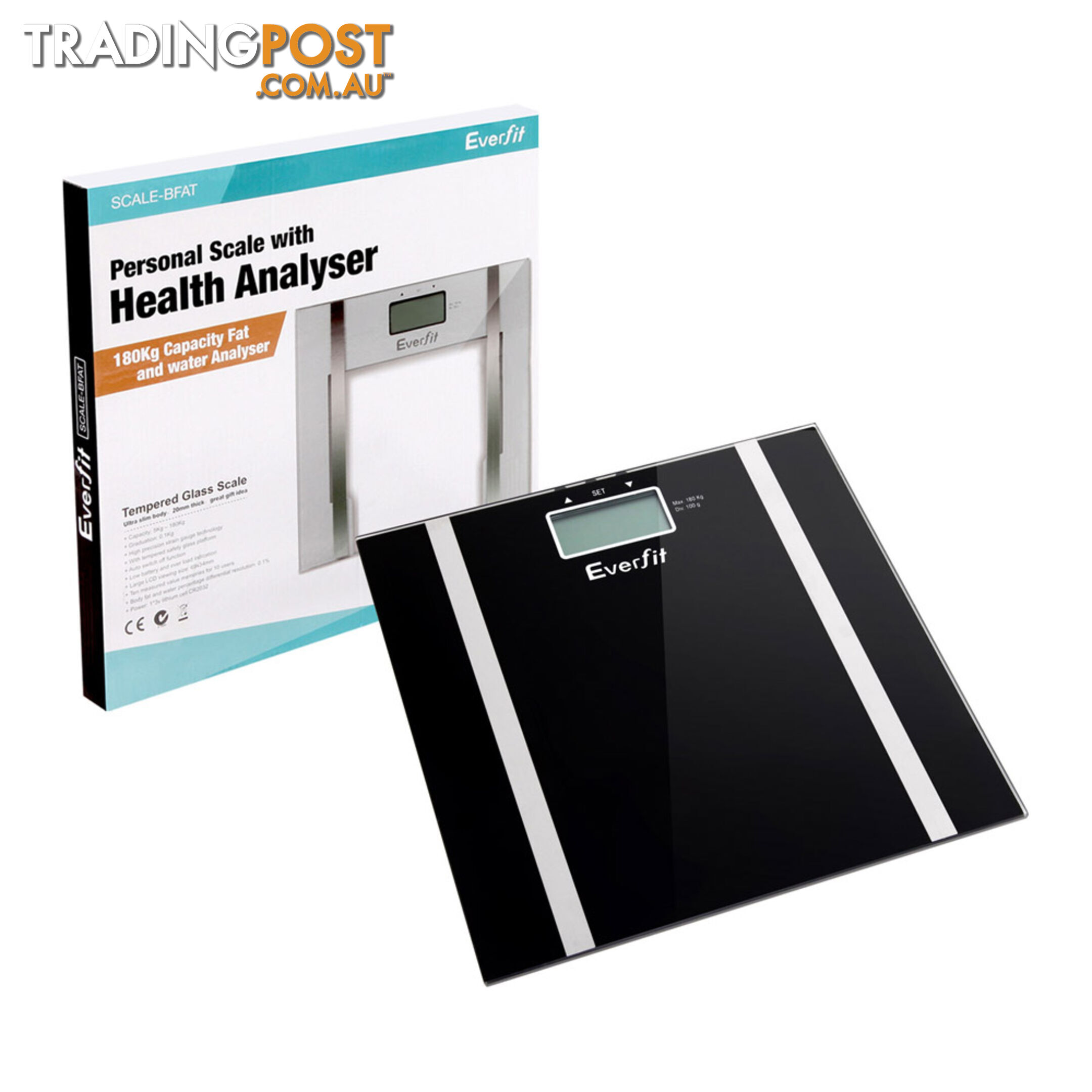 Electronic Digital Body Fat & Hydration Bathroom Glass Scale Black