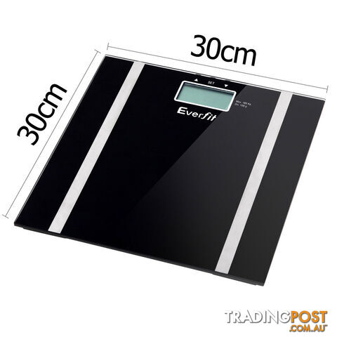 Electronic Digital Body Fat & Hydration Bathroom Glass Scale Black