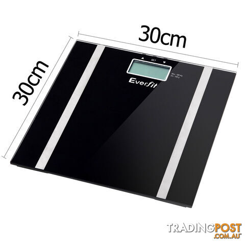 Electronic Digital Body Fat & Hydration Bathroom Glass Scale Black