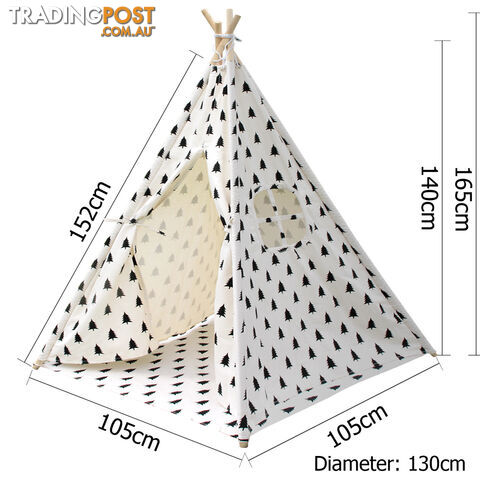 4 Poles Teepee Tent w/ Storage Bag Black White - photo 2 of 8