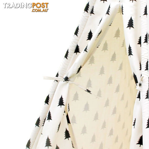 4 Poles Teepee Tent w/ Storage Bag Black White