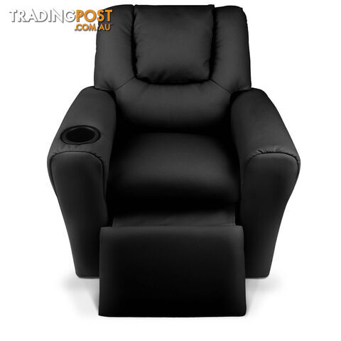 Kids Padded PU Leather Recliner Chair  - Black