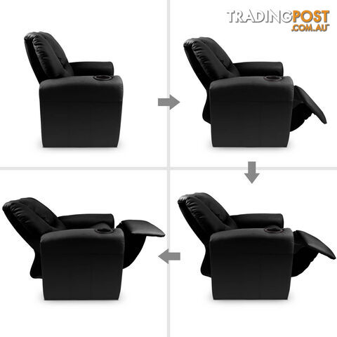 Kids Padded PU Leather Recliner Chair  - Black