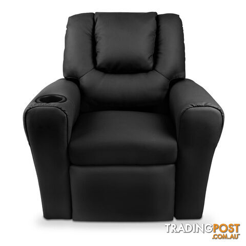 Kids Padded PU Leather Recliner Chair  - Black