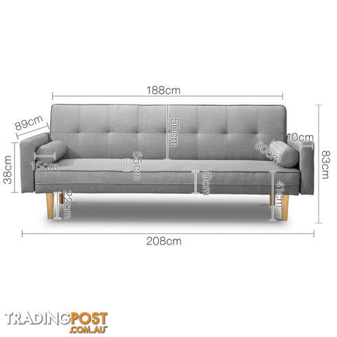 3 Seater Faux Linen Fabric Sofa