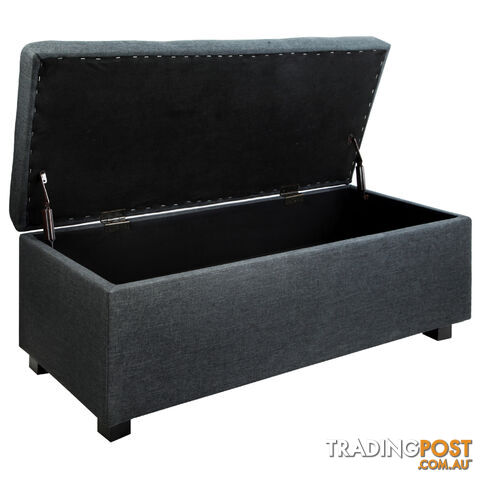 Faux Linen Ottoman Storage Foot Stool Large Black - photo 3 of 9