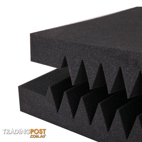 Set of 10 Studio Acoustic Foam Tile Wedge Black 50 x 50 x 5cm