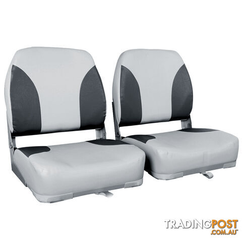 Set of 2 Swivel Folding Marine Boat Seats Grey Black