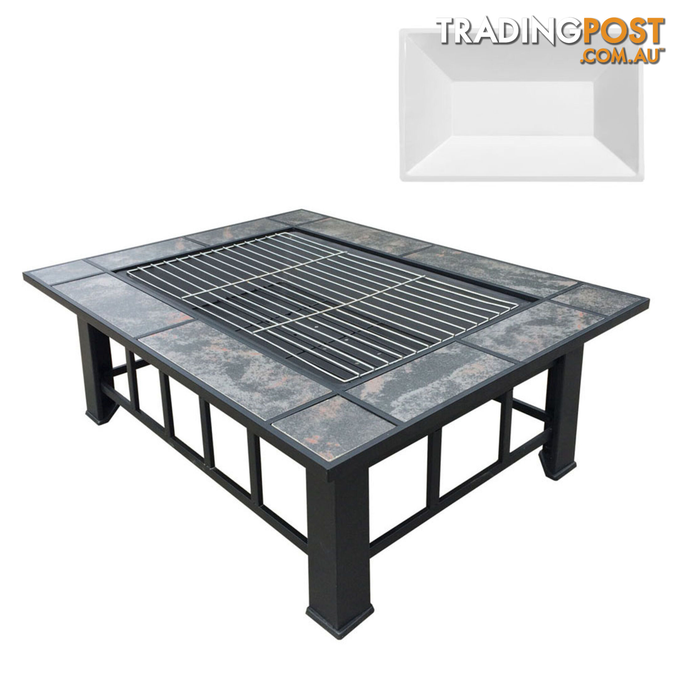 Outdoor Fire Pit BBQ Table Grill Fireplace w/ Ice Tray