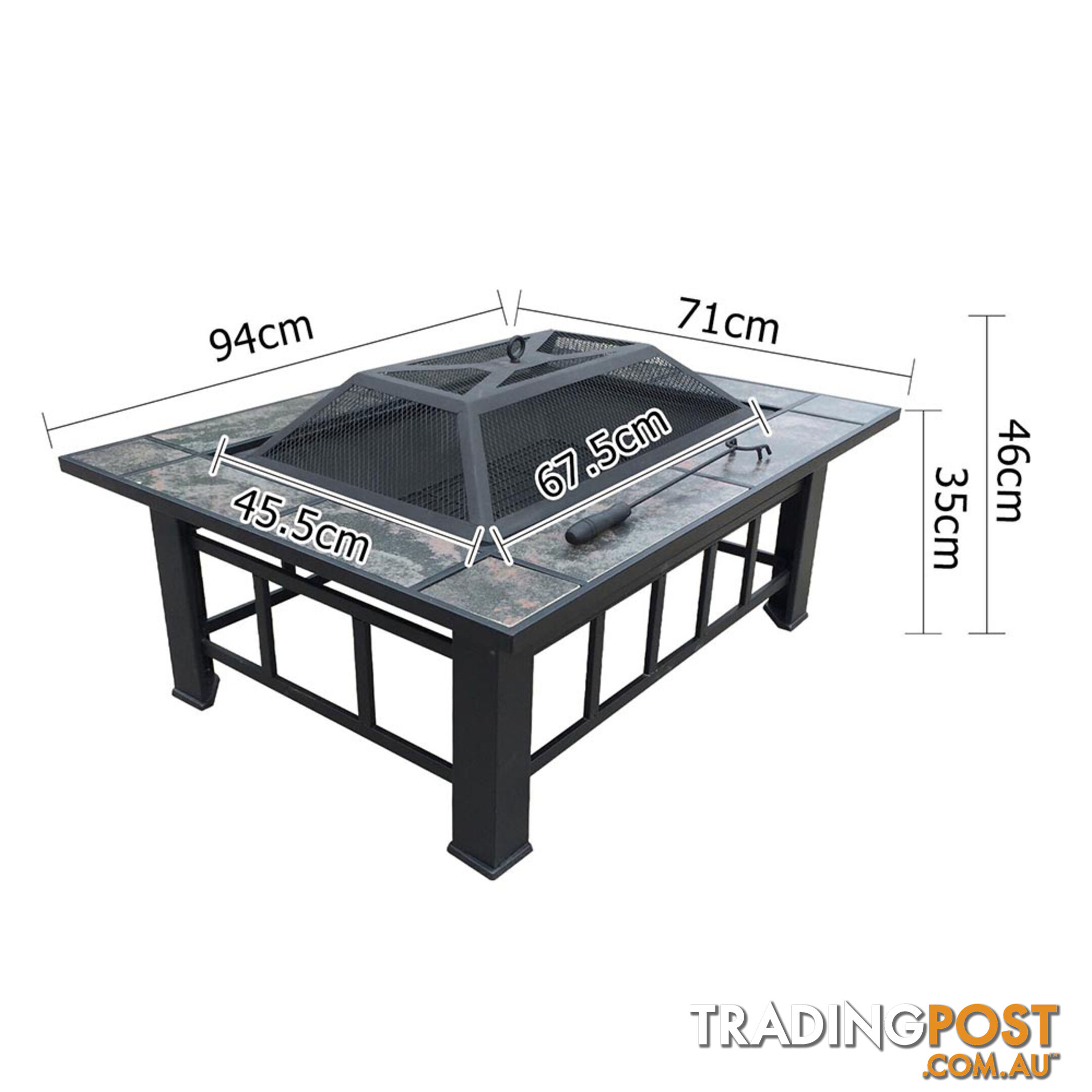 Outdoor Fire Pit BBQ Table Grill Fireplace w/ Ice Tray