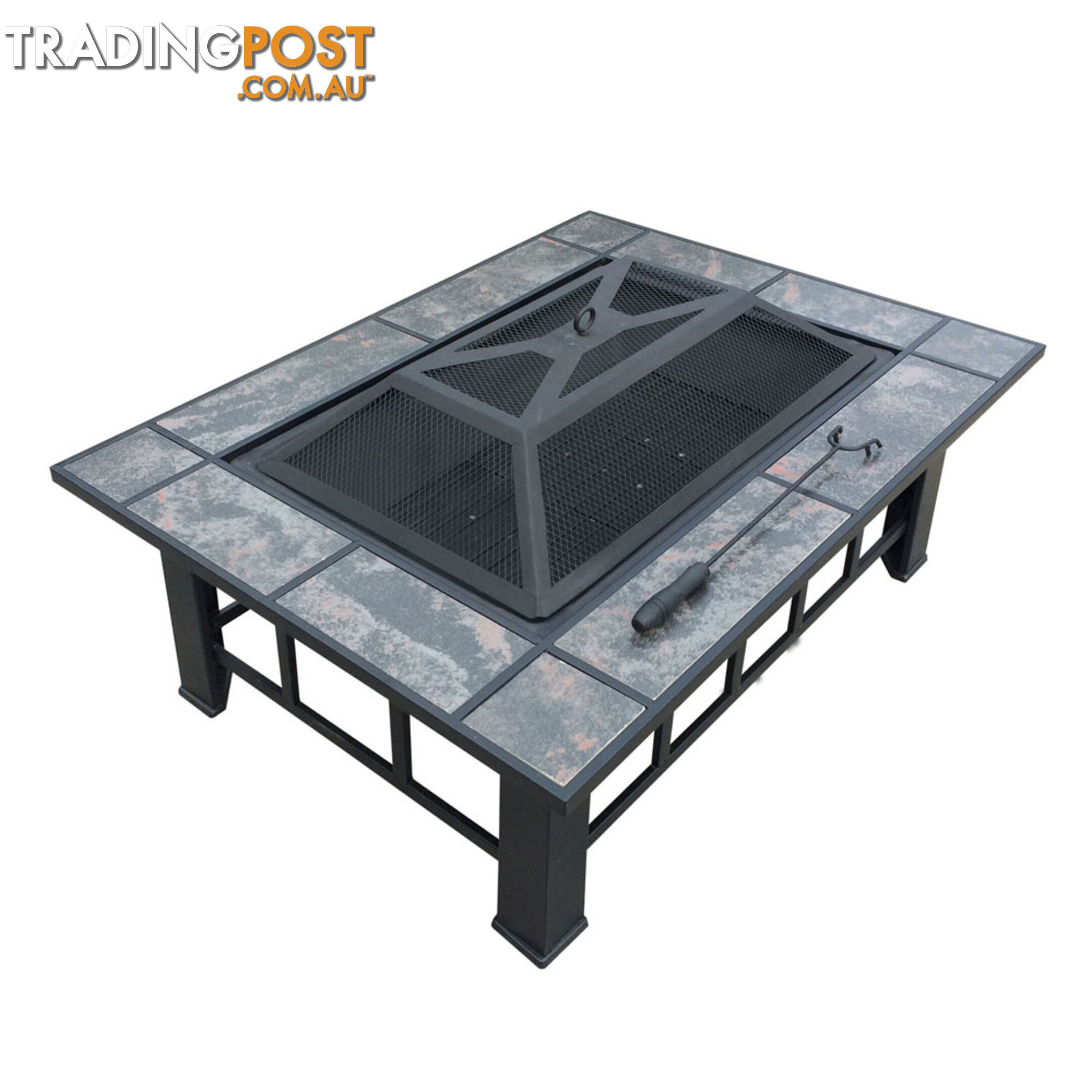 Outdoor Fire Pit BBQ Table Grill Fireplace w/ Ice Tray