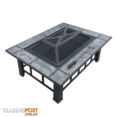 Outdoor Fire Pit BBQ Table Grill Fireplace w/ Ice Tray