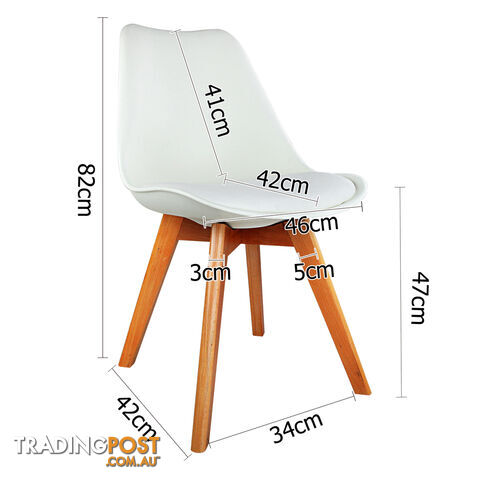Set of 2 Dining Chair PU Leather Seat White - photo 2 of 9