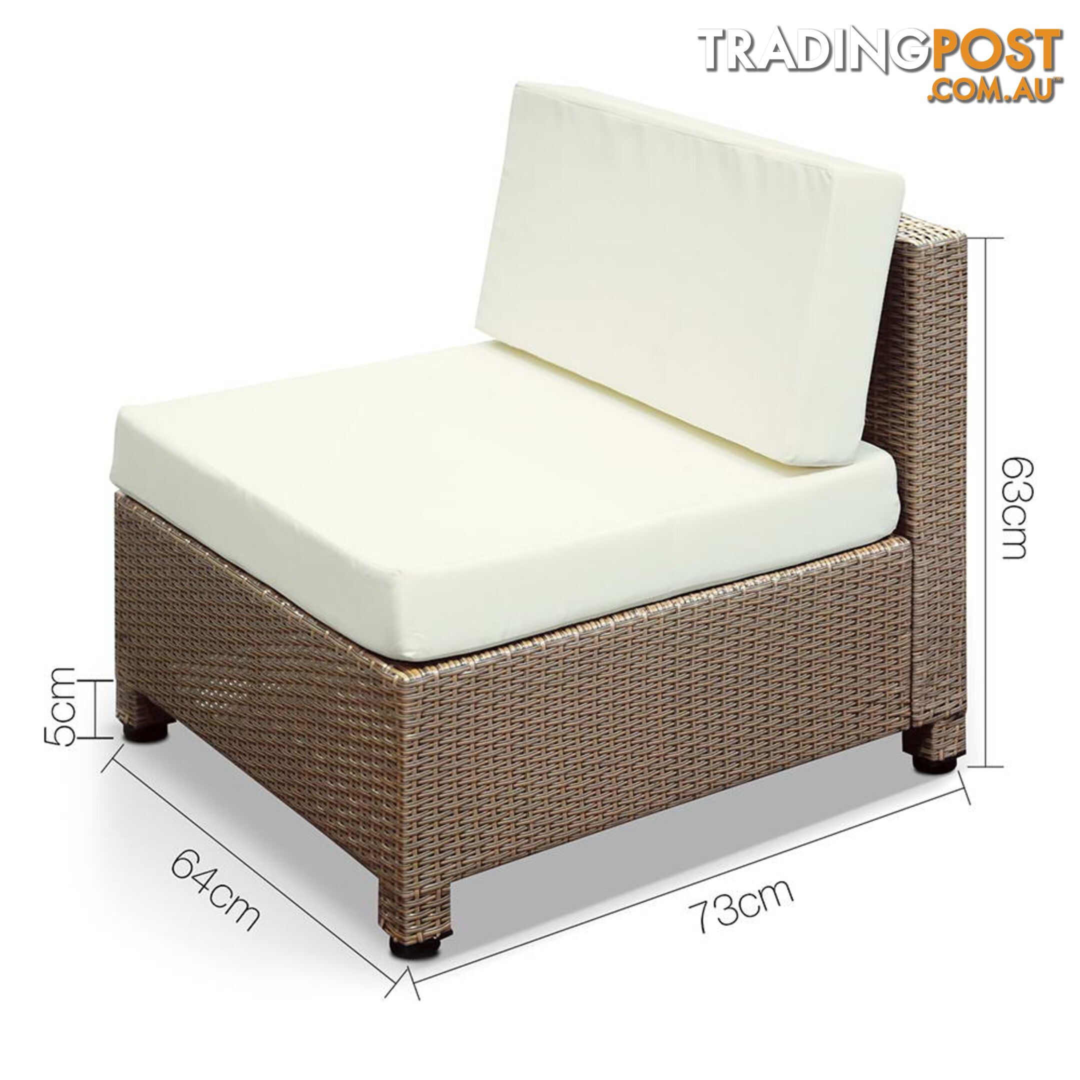 5 pcs Brown Wicker Rattan 4 Seater Outdoor Lounge Set Beige