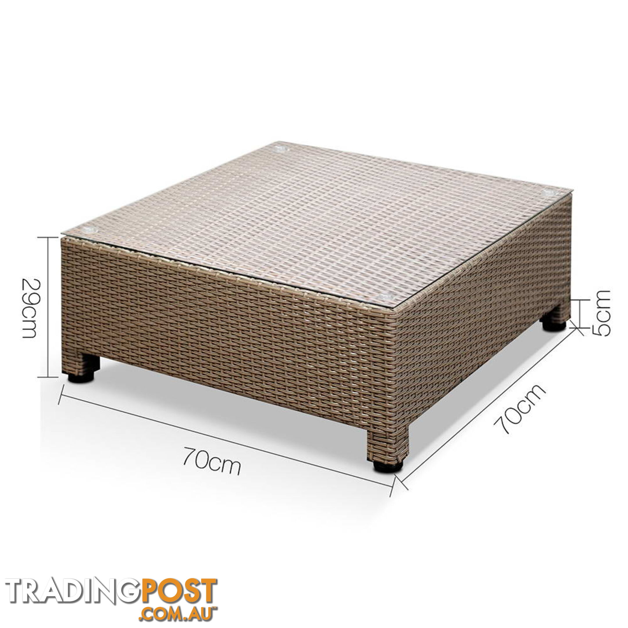 5 pcs Brown Wicker Rattan 4 Seater Outdoor Lounge Set Beige