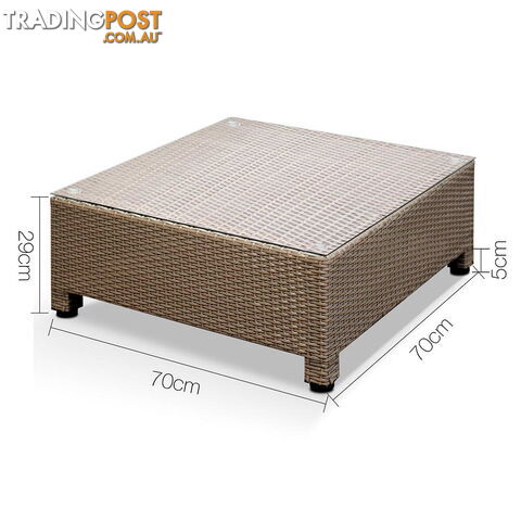 5 pcs Brown Wicker Rattan 4 Seater Outdoor Lounge Set Beige