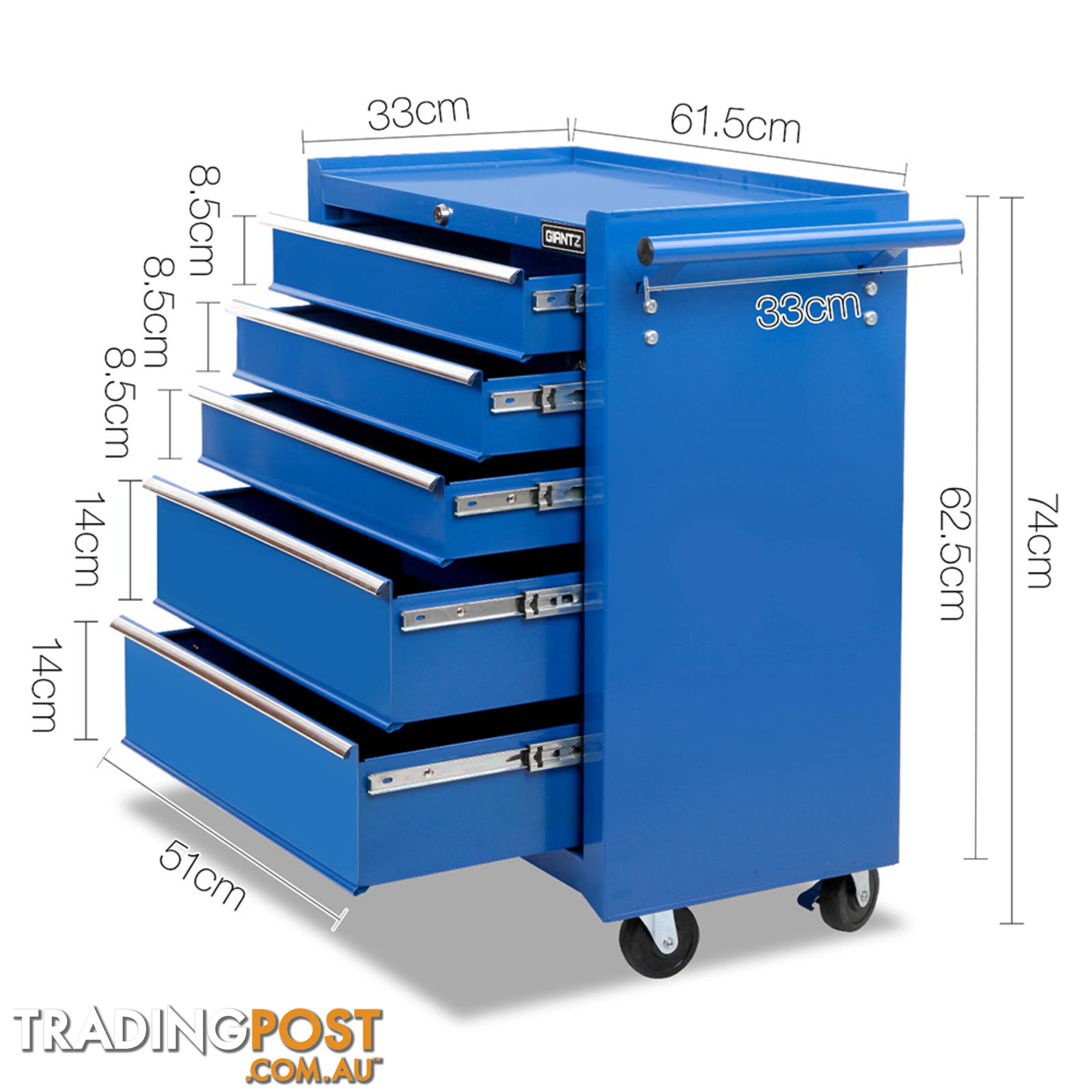 5 Drawers Roller Toolbox Cabinet  Blue