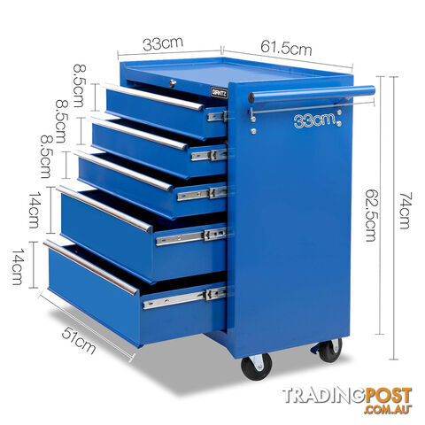 5 Drawers Roller Toolbox Cabinet  Blue