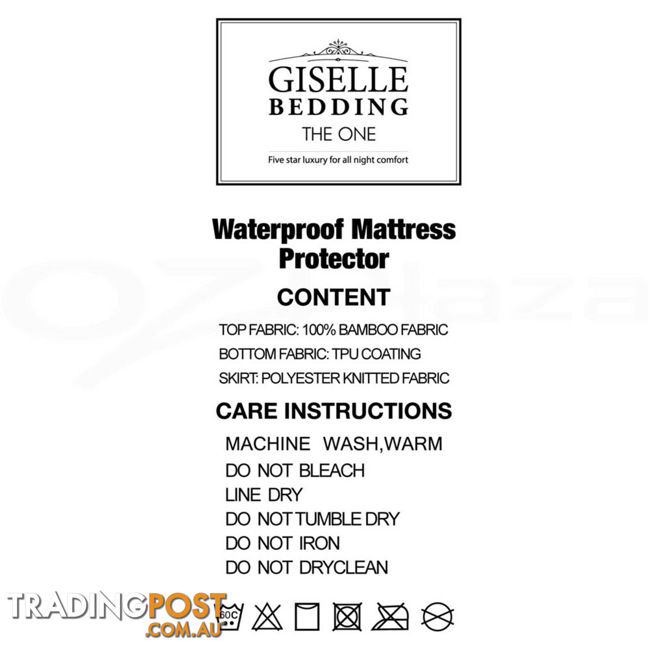 Waterproof Bamboo Mattress Protector - King Single