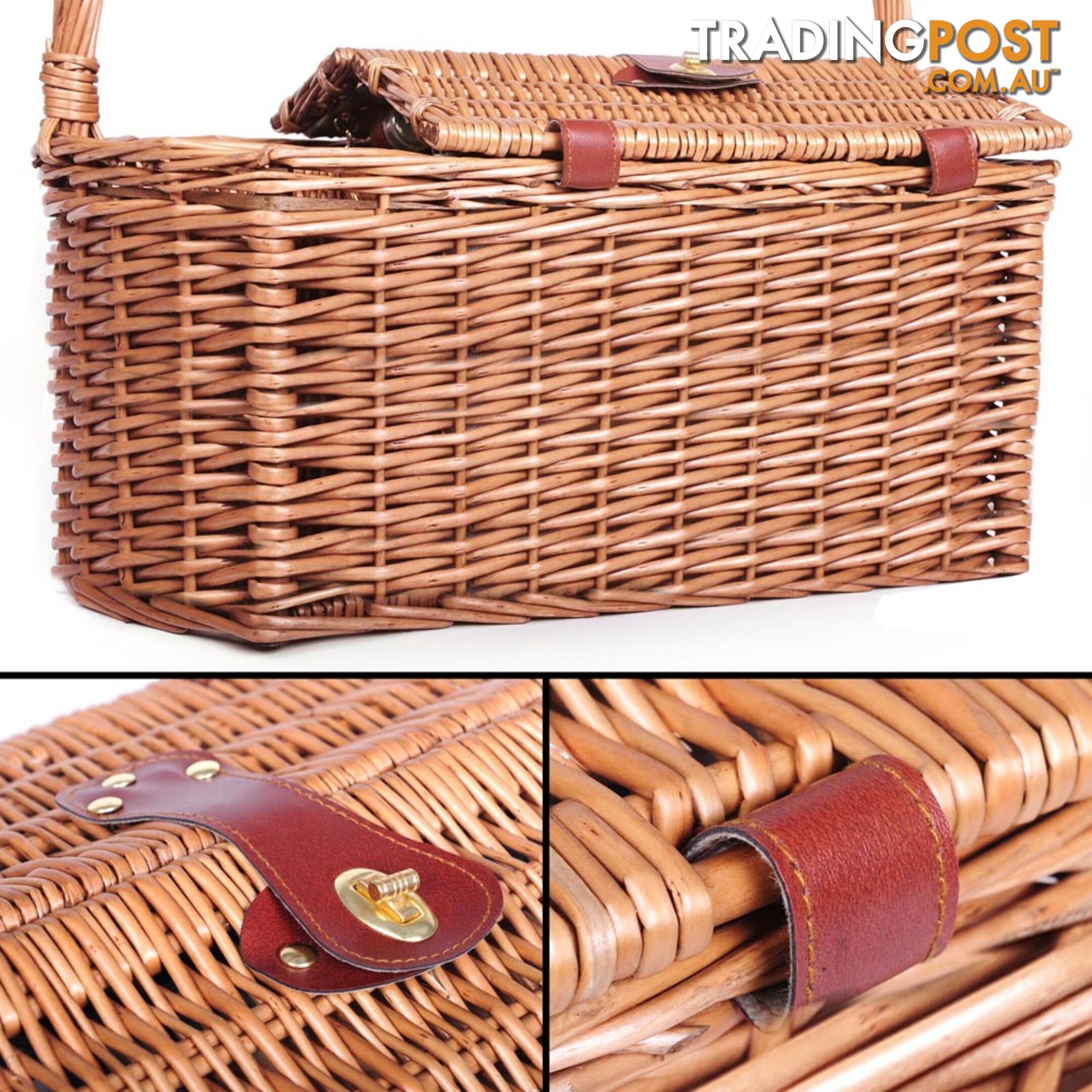 4 Person Picnic Basket Set with Blanket Black