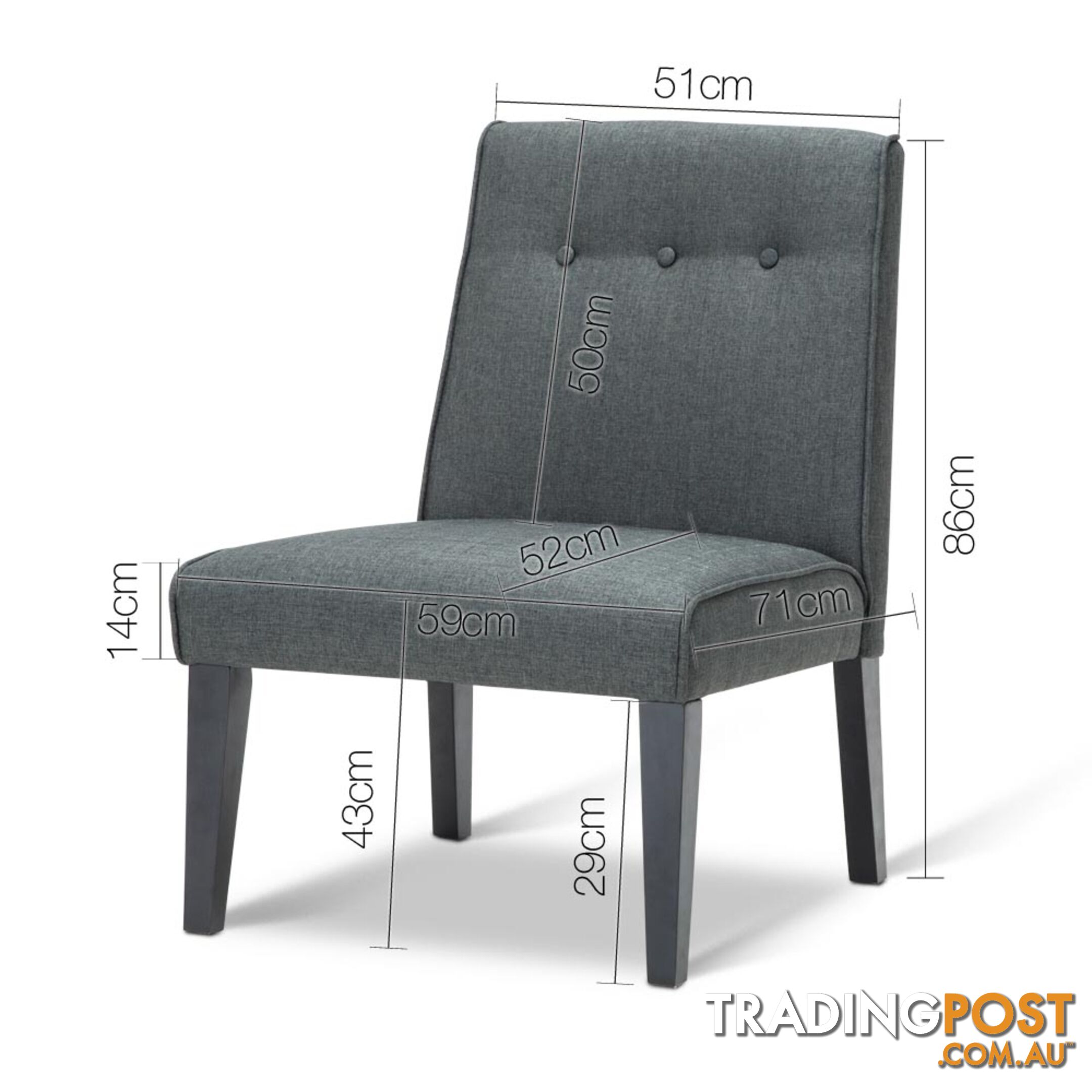 Fabric Dining Lounge Chair - Grey