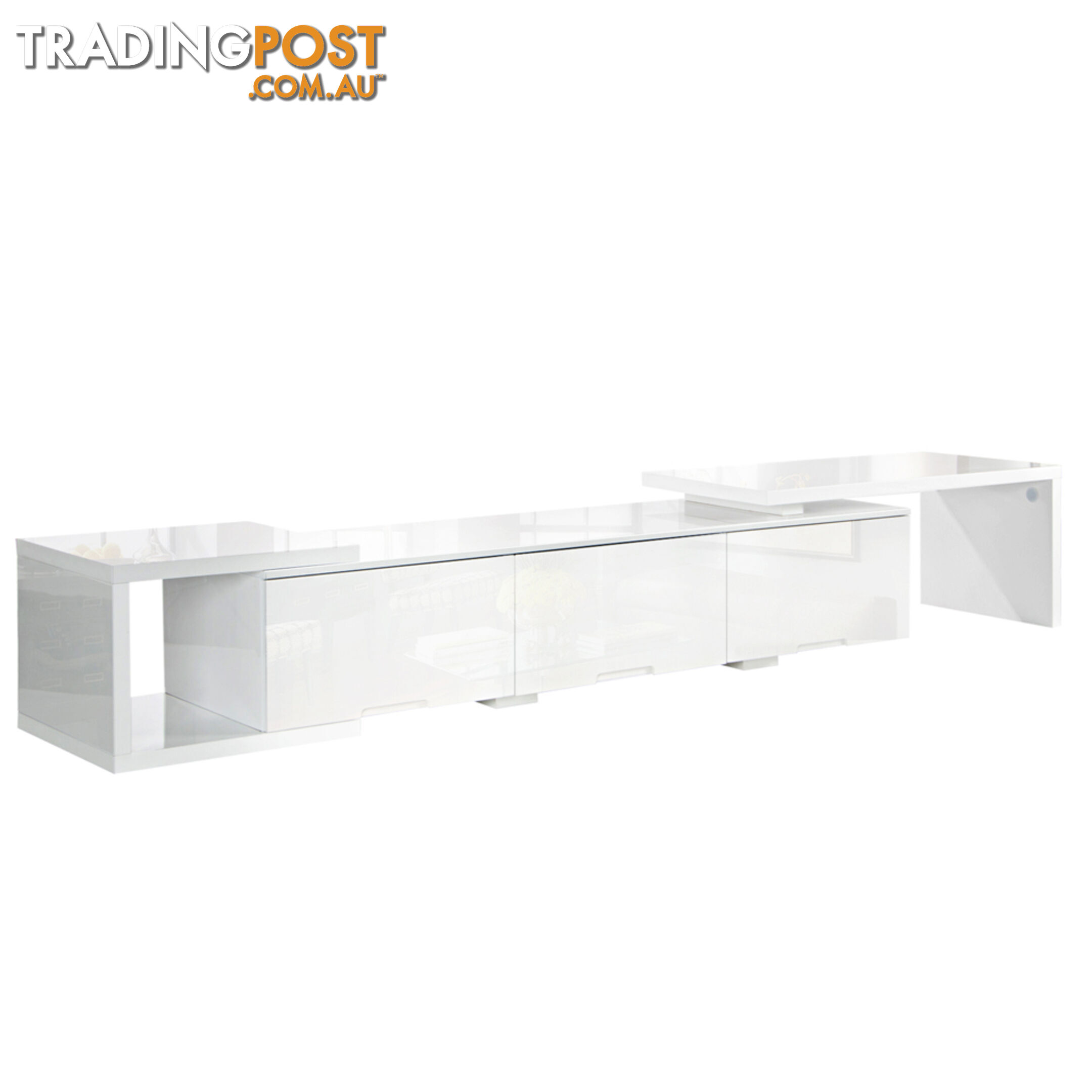 High Gloss Adjustable TV Stand Entertainment Unit 290 cm White