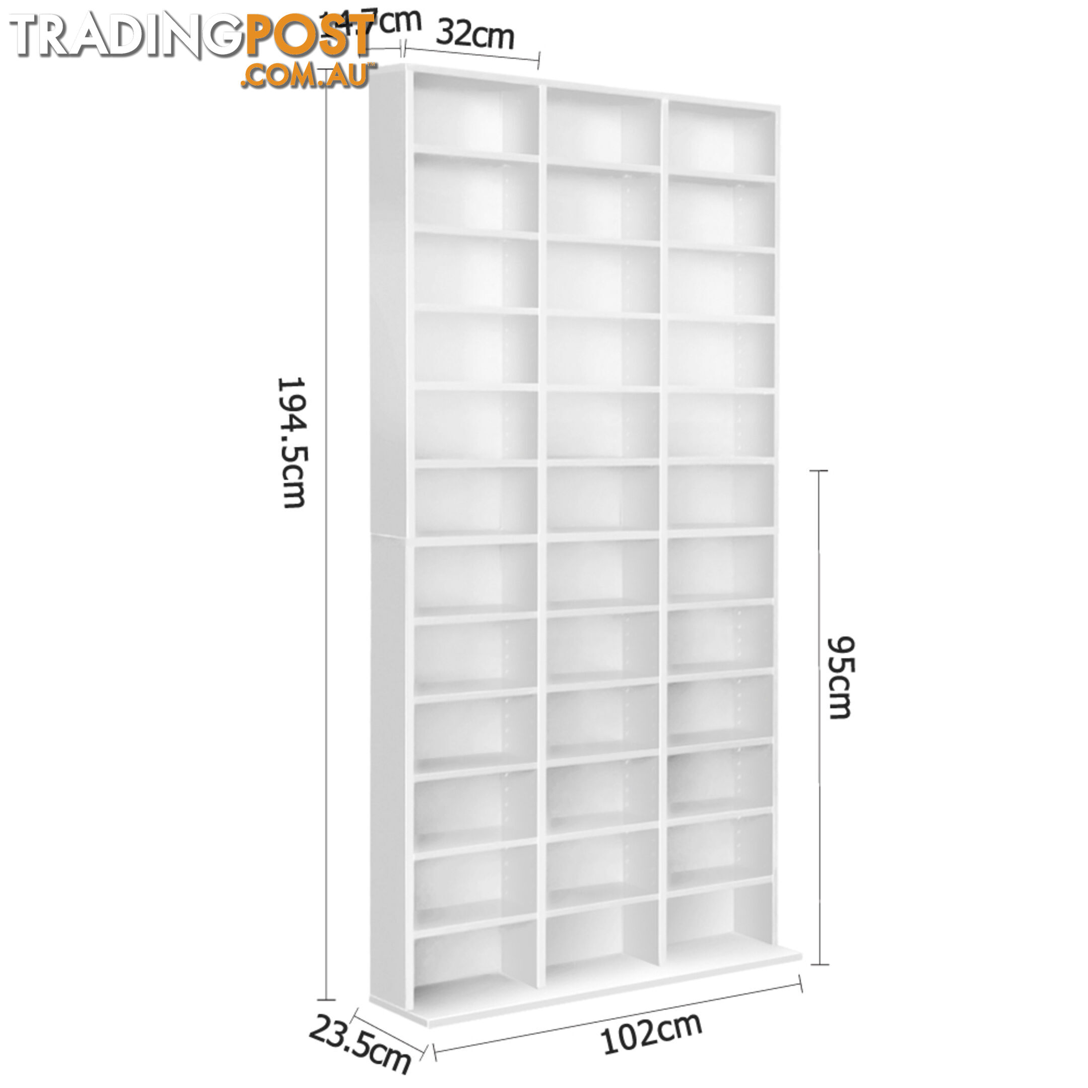 Adjustable CD DVD Book Storage Shelf White