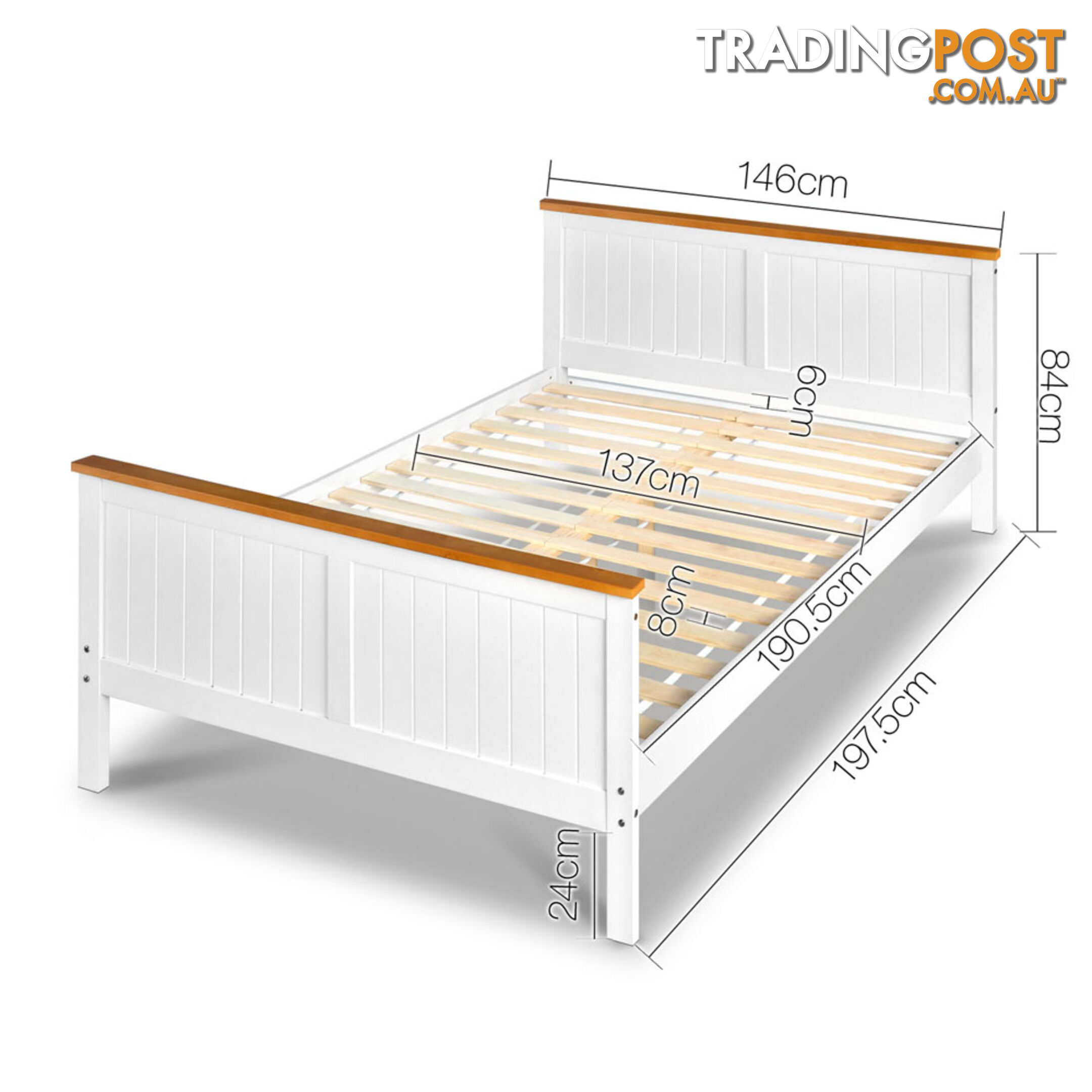 Pine Wood Double Bed Frame