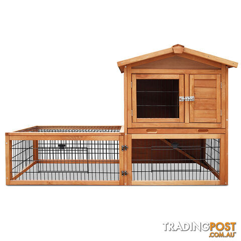 Double Storey Pet Hutch with Under Run Green