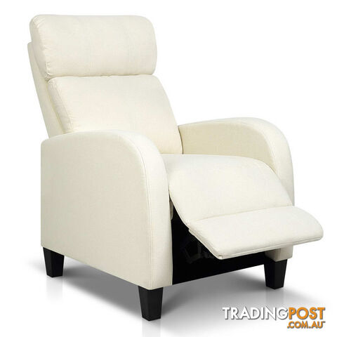 Linen Fabric Armchair Recliner - Beige